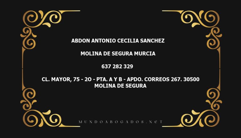 abogado Abdon Antonio Cecilia Sanchez en la localidad de Molina de Segura