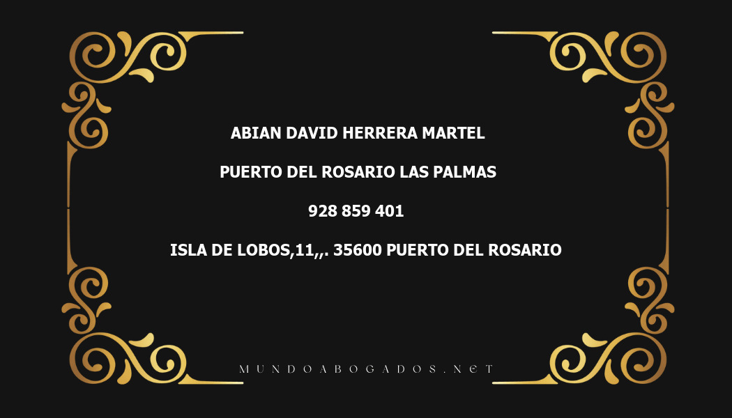 abogado Abian David Herrera Martel en la localidad de Puerto del Rosario