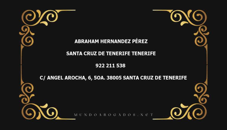 abogado Abraham Hernandez Pérez en la localidad de Santa Cruz de Tenerife