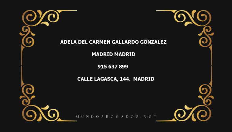 abogado Adela Del Carmen Gallardo Gonzalez en la localidad de Madrid