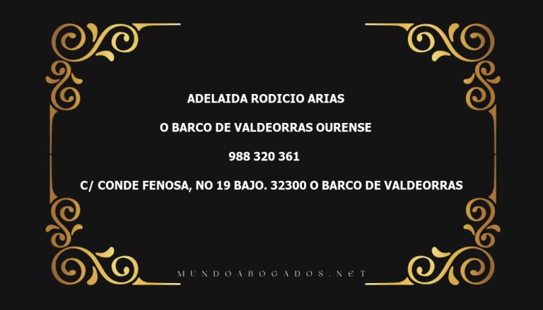 abogado Adelaida Rodicio Arias en la localidad de O Barco de Valdeorras