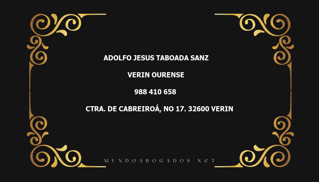 abogado Adolfo Jesus Taboada Sanz en la localidad de Verin