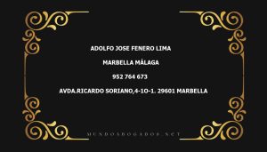 abogado Adolfo Jose Fenero Lima en la localidad de Marbella