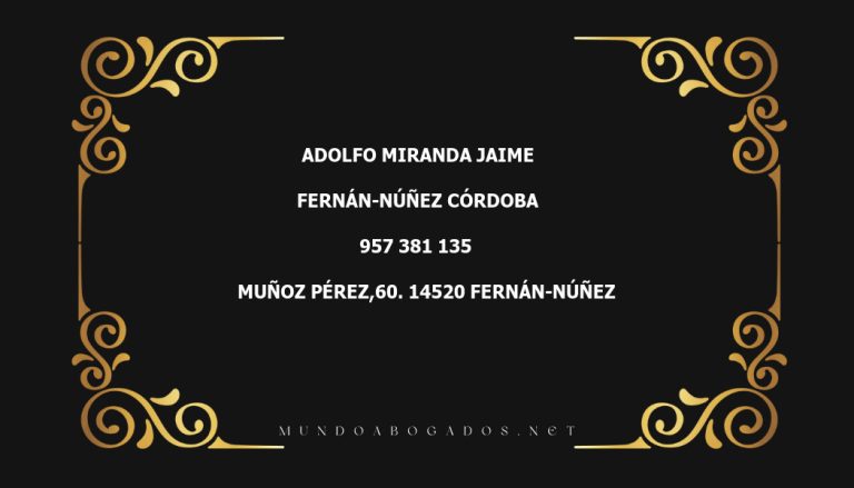 abogado Adolfo Miranda Jaime en la localidad de Fernán-Núñez