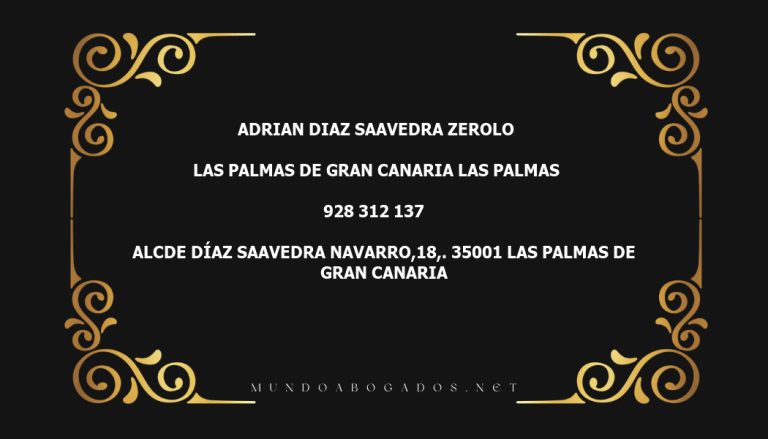 abogado Adrian Diaz Saavedra Zerolo en la localidad de Las Palmas de Gran Canaria