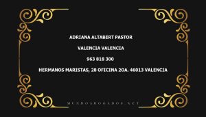 abogado Adriana Altabert Pastor en la localidad de Valencia