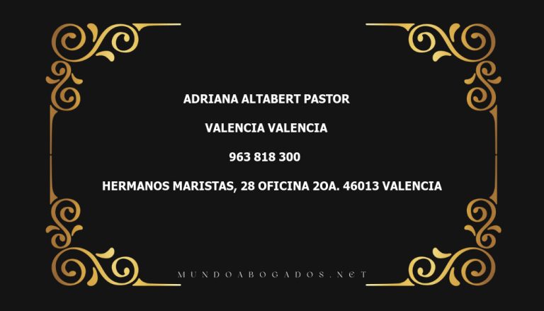 abogado Adriana Altabert Pastor en la localidad de Valencia