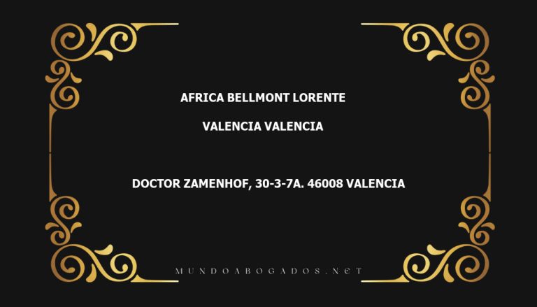 abogado Africa Bellmont Lorente en la localidad de Valencia