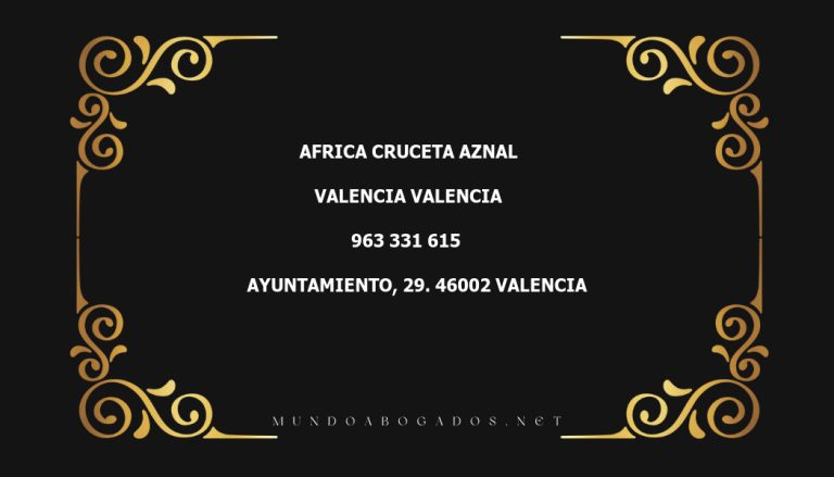 abogado Africa Cruceta Aznal en la localidad de Valencia