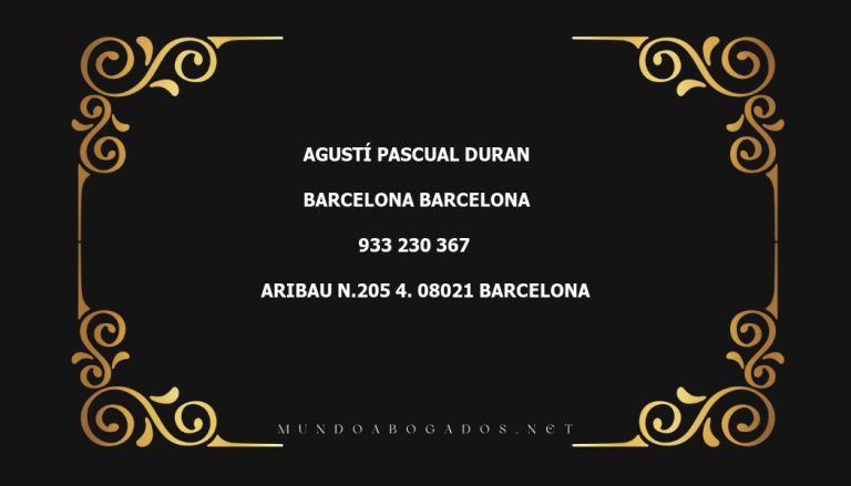 abogado Agustí Pascual Duran en la localidad de Barcelona