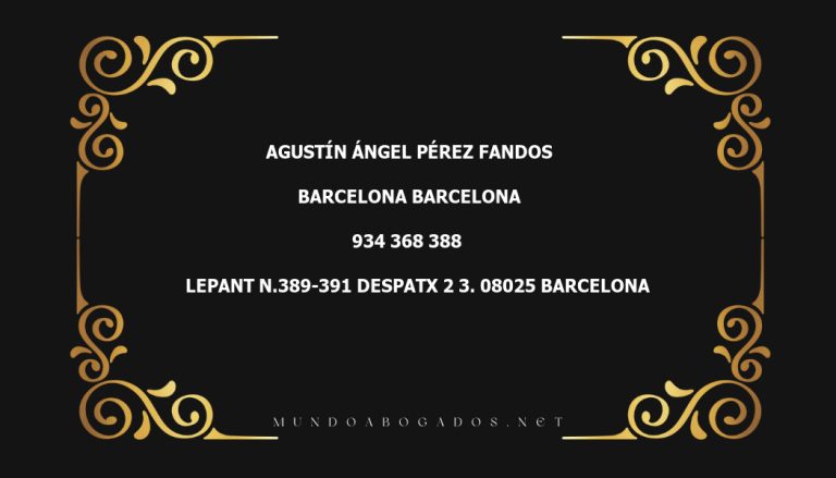 abogado Agustín Ángel Pérez Fandos en la localidad de Barcelona