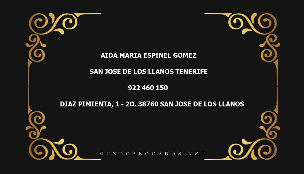 abogado Aida Maria Espinel Gomez en la localidad de San Jose de Los Llanos