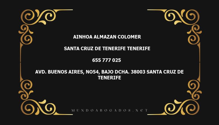 abogado Ainhoa Almazan Colomer en la localidad de Santa Cruz de Tenerife