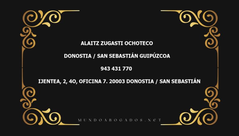 abogado Alaitz Zugasti Ochoteco en la localidad de Donostia / San Sebastián