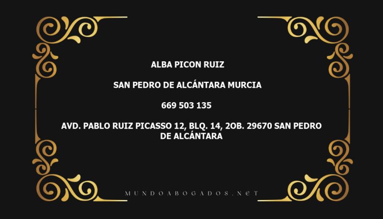 abogado Alba Picon Ruiz en la localidad de San Pedro de Alcántara