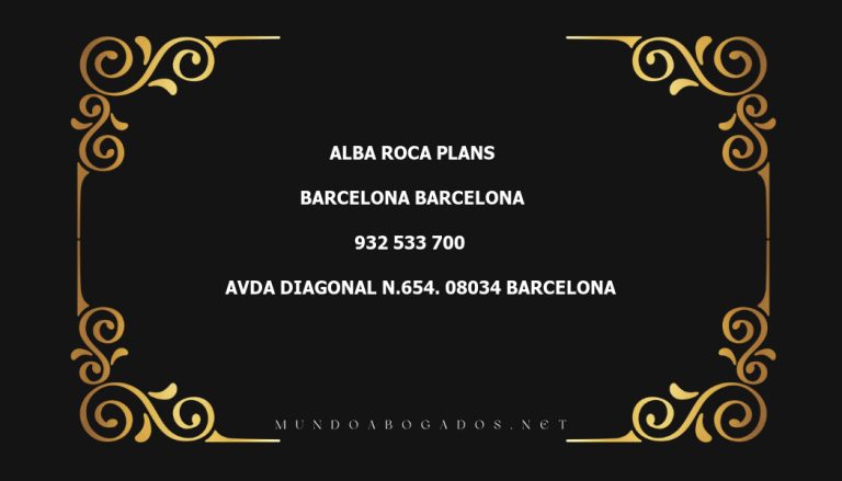 abogado Alba Roca Plans en la localidad de Barcelona