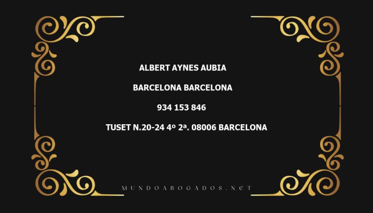 abogado Albert Aynes Aubia en la localidad de Barcelona