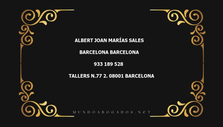 abogado Albert Joan Marías Sales en la localidad de Barcelona