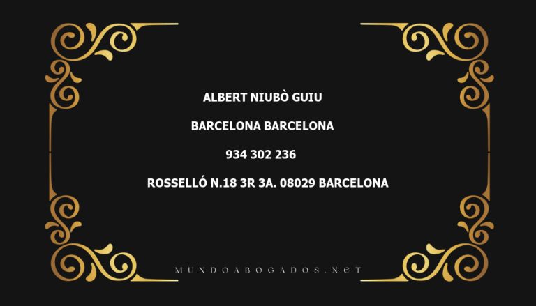 abogado Albert Niubò Guiu en la localidad de Barcelona