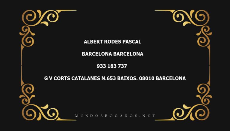 abogado Albert Rodes Pascal en la localidad de Barcelona