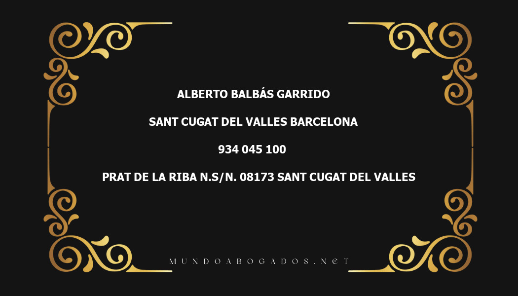 abogado Alberto Balbás Garrido en la localidad de Sant Cugat del Valles