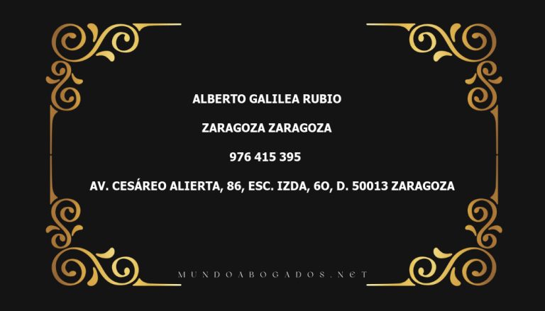 abogado Alberto Galilea Rubio en la localidad de Zaragoza