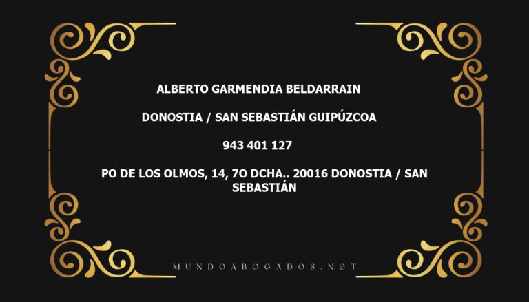 abogado Alberto Garmendia Beldarrain en la localidad de Donostia / San Sebastián