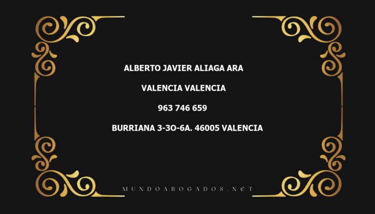 abogado Alberto Javier Aliaga Ara en la localidad de Valencia