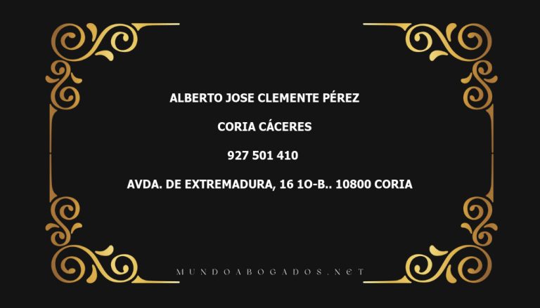 abogado Alberto Jose Clemente Pérez en la localidad de Coria