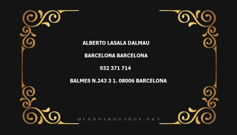 abogado Alberto Lasala Dalmau en la localidad de Barcelona