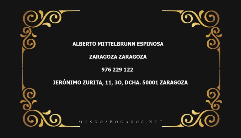 abogado Alberto Mittelbrunn Espinosa en la localidad de Zaragoza