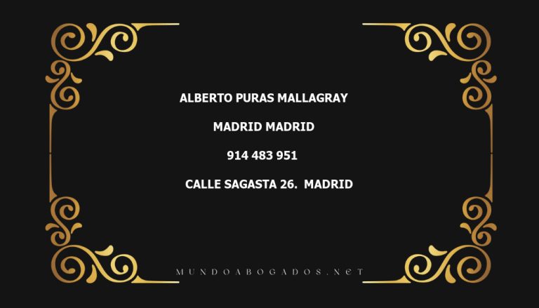 abogado Alberto Puras Mallagray en la localidad de Madrid