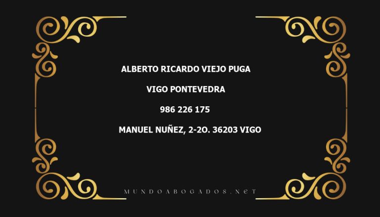 abogado Alberto Ricardo Viejo Puga en la localidad de Vigo