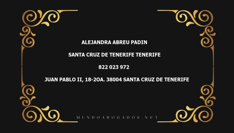 abogado Alejandra Abreu Padin en la localidad de Santa Cruz de Tenerife