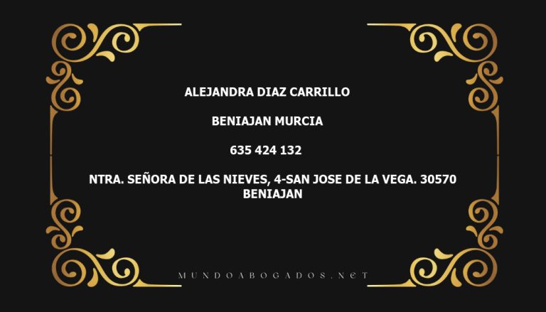 abogado Alejandra Diaz Carrillo en la localidad de Beniajan