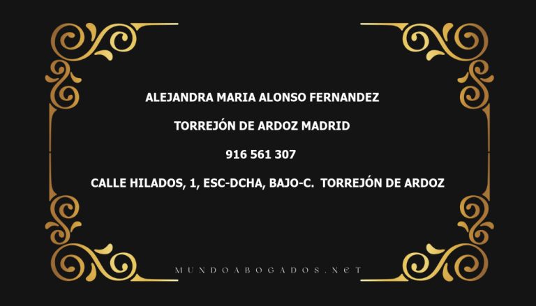 abogado Alejandra Maria Alonso Fernandez en la localidad de Torrejón de Ardoz