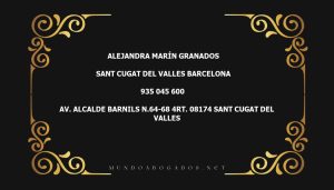 abogado Alejandra Marín Granados en la localidad de Sant Cugat del Valles