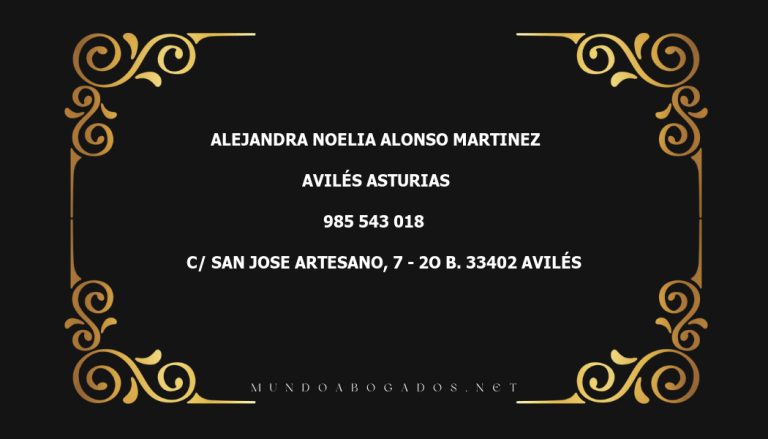 abogado Alejandra Noelia Alonso Martinez en la localidad de Avilés