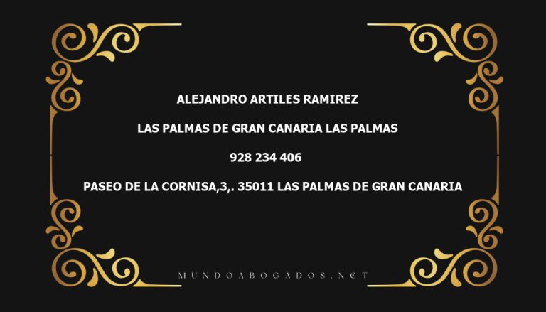 abogado Alejandro Artiles Ramirez en la localidad de Las Palmas de Gran Canaria