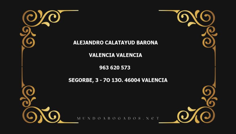 abogado Alejandro Calatayud Barona en la localidad de Valencia