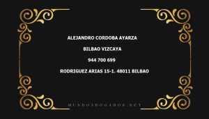 abogado Alejandro Cordoba Ayarza en la localidad de Bilbao