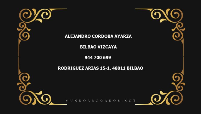 abogado Alejandro Cordoba Ayarza en la localidad de Bilbao