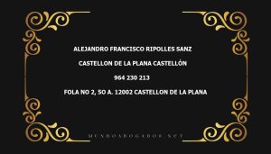 abogado Alejandro Francisco Ripolles Sanz en la localidad de Castellon de la Plana