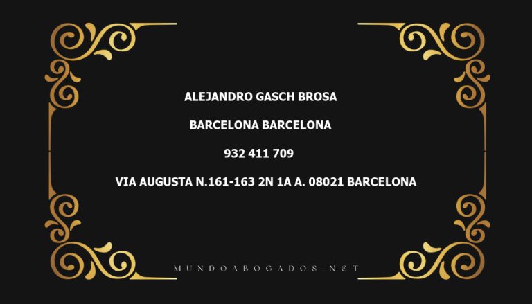 abogado Alejandro Gasch Brosa en la localidad de Barcelona