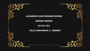 abogado Alejandro Ivan Cremades Roman en la localidad de Madrid