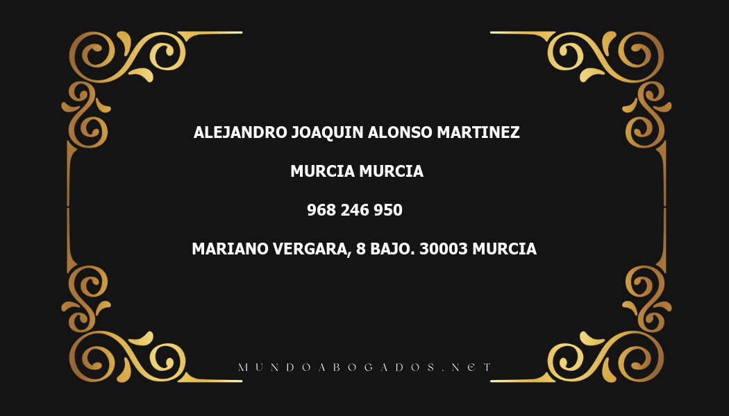 abogado Alejandro Joaquin Alonso Martinez en la localidad de Murcia