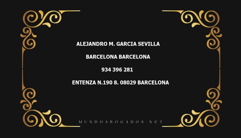 abogado Alejandro M. Garcia Sevilla en la localidad de Barcelona