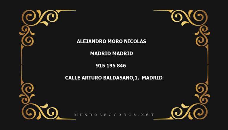 abogado Alejandro Moro Nicolas en la localidad de Madrid