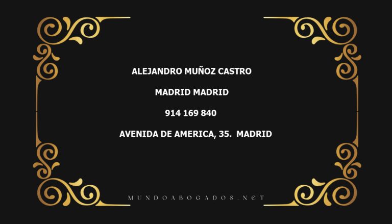 abogado Alejandro Muñoz Castro en la localidad de Madrid