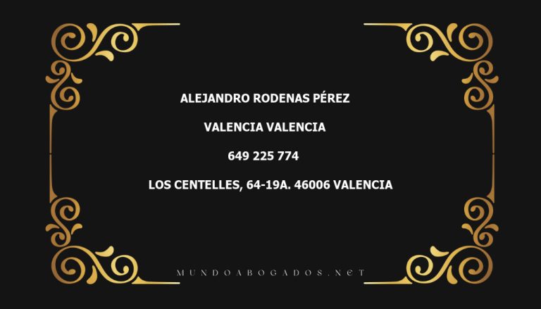 abogado Alejandro Rodenas Pérez en la localidad de Valencia